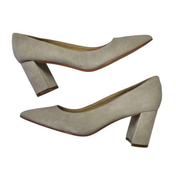 Marc Fisher Claire Gray Multi Suede Leather Pointed Toe Block Heel Pumps Size 8M - Picture 4 of 10